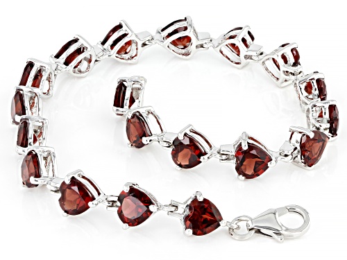 13.17ct Heart Vermelho Garnet™ Rhodium Over Sterling Silver Tennis Bracelet - Size 8