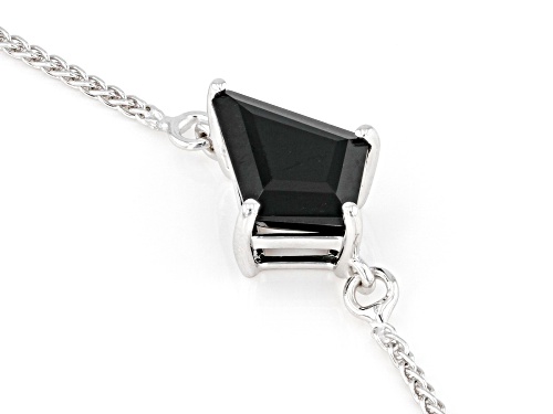 1.76ctw Kite Black Spinel Rhodium Over Sterling Silver Bolo Bracelet