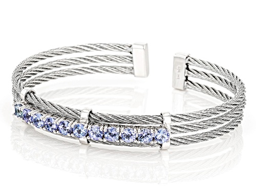 2.52ctw Tanzanite Rhodium Over Sterling Silver Cuff