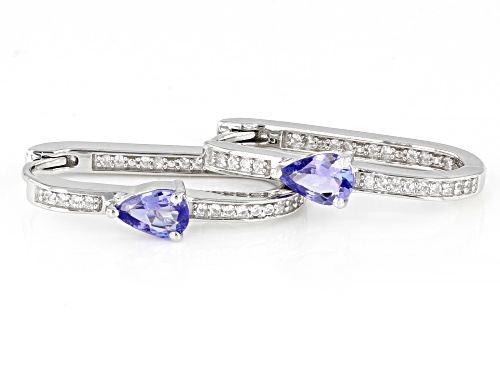 0.68ctw Tanzanite With 0.19ctw White Zircon Rhodium Over Sterling Silver Earrings