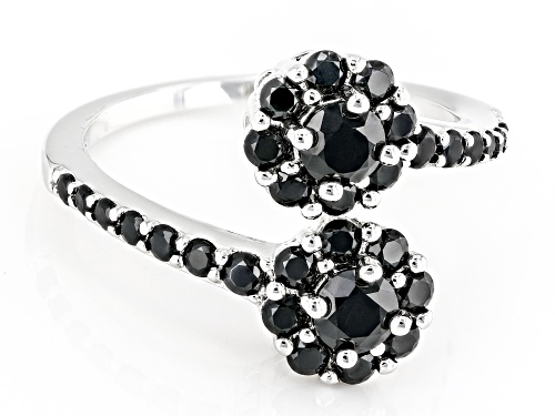1.83ctw Black Spinel Rhodium Over Sterling Silver Ring - Size 7