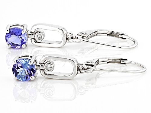 0.94ctw Tanzanite with 0.03ctw White Zircon Rhodium Over Sterling Silver Earrings