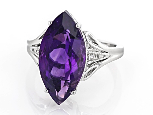 5.00ct Amethyst with 0.03ctw White Zircon Rhodium Over Sterling Silver Ring - Size 9