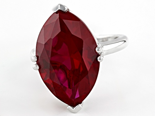 12.75ctw Lab Created Ruby Rhodium Over Sterling Silver Ring - Size 8