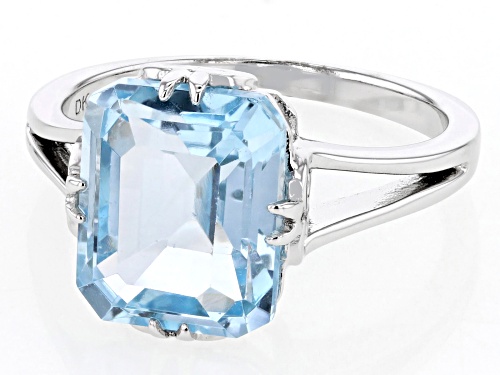 4.68ctw Glacier Topaz™ Rhodium Over Sterling Silver Ring - Size 6