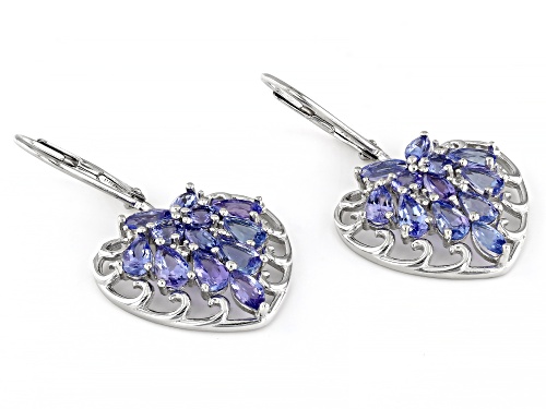 3.67ctw Tanzanite With 0.07tw White Zircon Rhodium Over Sterling Silver Earrings