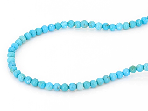 4mm Sleeping Beauty Turquoise Rhodium Over Sterling Silver Necklace - Size 18