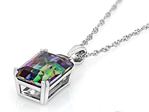 6.72ctw Multi-Color Quartz Rhodium Over Sterling Silver Pendant with Chain