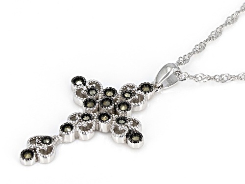 0.32ctw Gray Marcasite Black Rhodium Over Sterling Silver Pendant with Chain