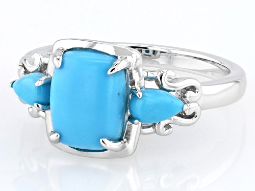 9x7mm Rectangular Cushion Sleeping Beauty Turquoise Rhodium Over Sterling Silver Ring - Size 10