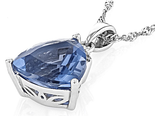 6.46ct Color Change Fluorite with .10ctw White Zircon Rhodium Over Silver Pendant with Chain