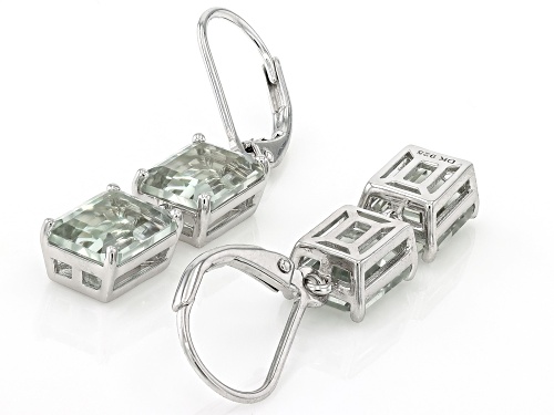 5.95ctw Prasiolite Rhodium Over Sterling Silver Earrings