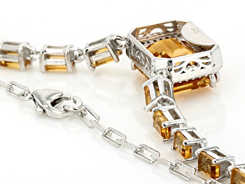 8.59ctw Citrine with 0.14ctw White Zircon Rhodium Over Sterling Silver Necklace - Size 18