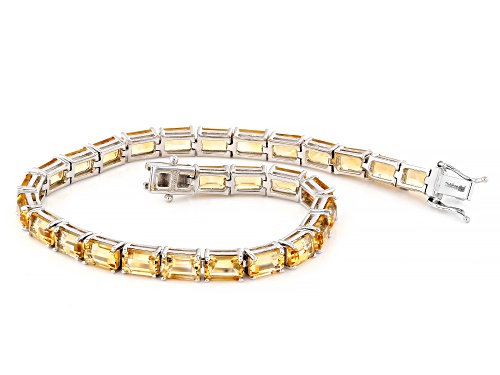 15.99ctw Citrine Rhodium Over Sterling Silver Bracelet - Size 8