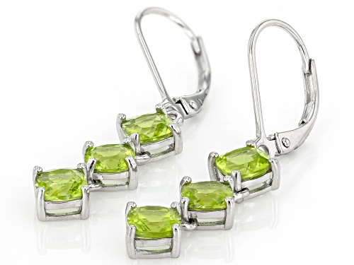 2.81ctw Manchurian Peridot™ Rhodium Over Sterling Silver Earrings