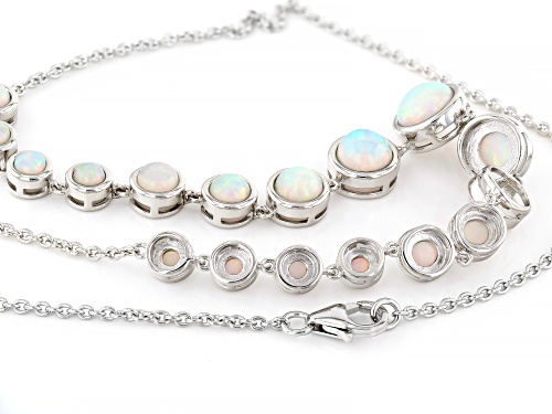 6.03ctw Ethiopian Opal Rhodium Over Sterling Silver Necklace - Size 18