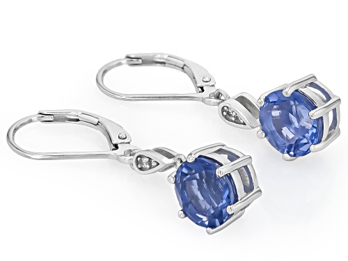 4.06ctw Blue Color Change Fluorite with 0.03ctw White Zircon Rhodium Over Sterling Silver Earrings