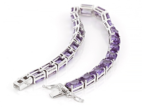 24.93ctw Lab Created Color Change Sapphire Rhodium Over Sterling Silver Bracelet - Size 8