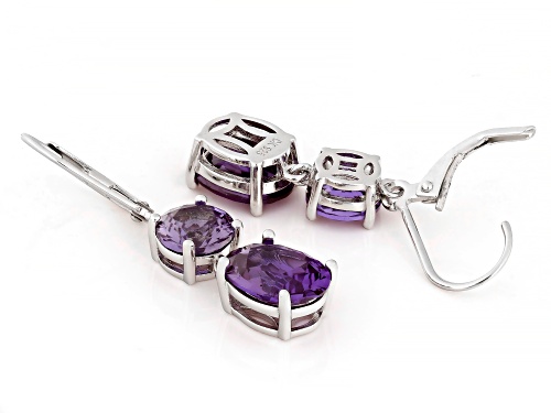 6.46ctw Lab Created Color Change Sapphire Rhodium Over Sterling Silver Earrings