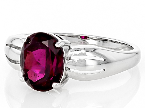 2.13ct Oval Rhodolite Rhodium Over Sterling Silver Ring - Size 10