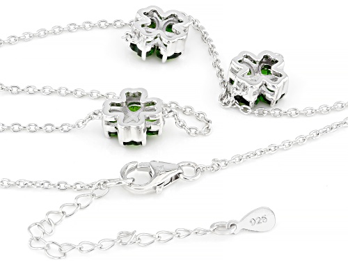 4.25ctw Chrome Diopside Rhodium Over Sterling Silver Clover Necklace - Size 18