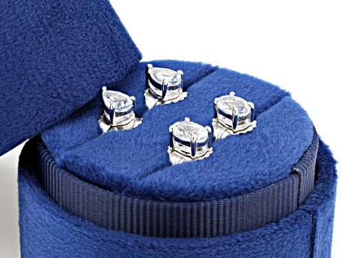 1.30ctw Aquamarine Rhodium Over Sterling Silver Earring Set with Box