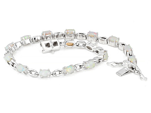 5x3mm Australian Coober Pedy Opal Rhodium Over Sterling Silver Bracelet - Size 8