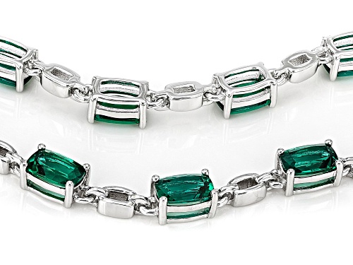 5.85ctw Lab Created Emerald Rhodium Over Sterling Silver Bracelet - Size 8