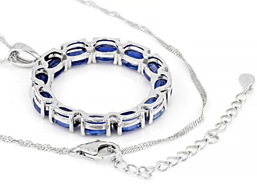 10.71ctw Kyanite Rhodium Over Sterling Silver Pendant with Chain