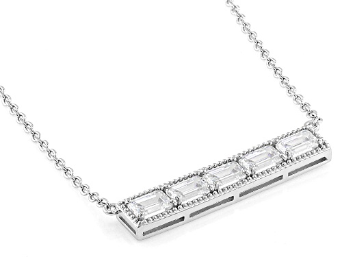 3.61ctw Emerald Cut Strontium Titanate Rhodium Over Sterling Silver Necklace - Size 18