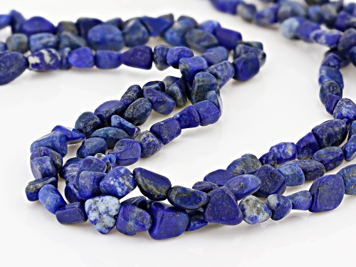 5X8mm Lapis Lazuli Nugget Sterling Silver 3-Strand Necklace - Size 20