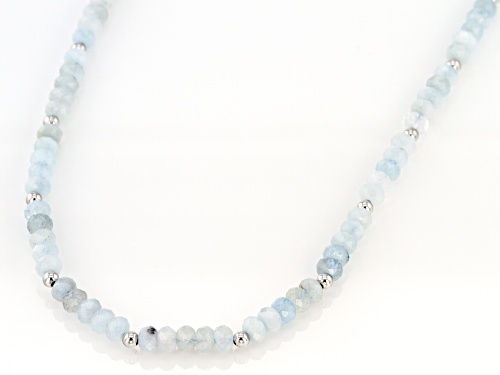Aquamarine Sterling Silver Necklace - Size 18