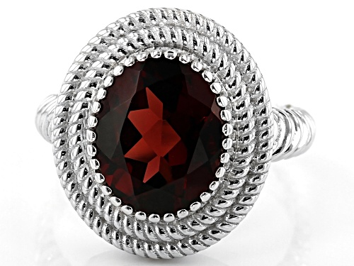 3.82ct Oval Vermelho Garnet™ Rhodium Over Sterling Silver Solitaire Ring - Size 9