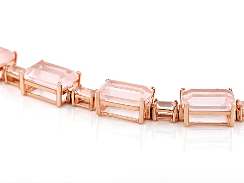12x8mm, 5x3mm emerald cut rose quartz 18k rose gold over sterling silver bracelet - Size 8
