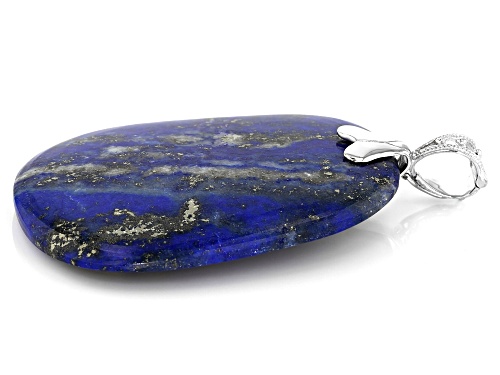 Trapezoid Cabochon Lapis Lazuli Rhodium Over Sterling Silver Enhancer Pendant