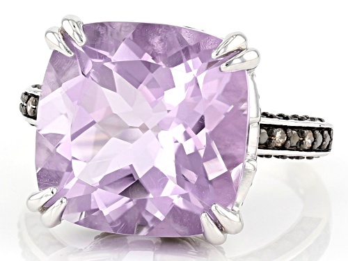 6.59ct Lavender Amethyst with .03ctw Champagne Diamond Accent Rhodium Over Sterling Silver Ring - Size 8
