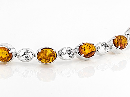 9x7mm Oval Amber rhodium over Sterling Silver Bracelet - Size 8