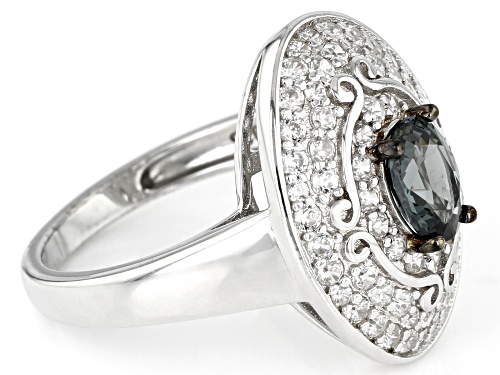 .76ct Oval Platinum Color Spinel with 1.16ctw Round White Zircon Rhodium Over Sterling Silver Ring - Size 8