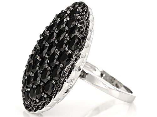 5.43ctw Oval And Round Black Spinel Sterling Silver Ring - Size 5