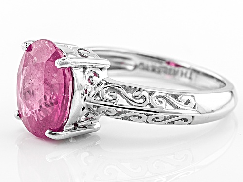 3.96ct Oval Mahaleo® Pink Sapphire Sterling Silver Solitaire Ring - Size 12