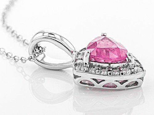 1.41ct Mahaleo® Pink Sapphire With .43ctw Round White Zircon Sterling Silver Pendant With Chain
