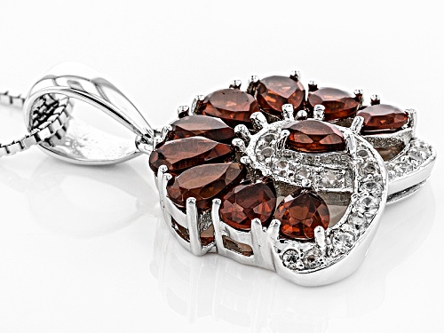 1.92ctw Pear Shape Vermelho Garnet™ And .22ctw Round White Zircon Silver Pendant With Chain
