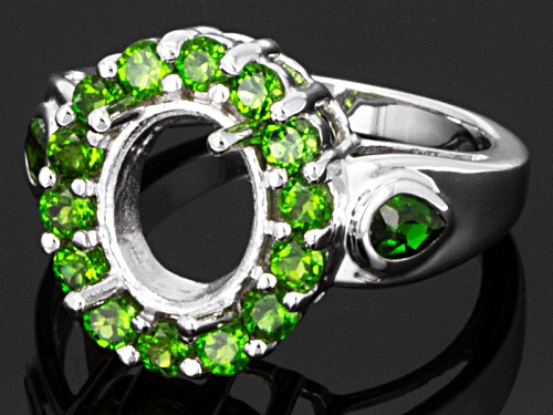 Gemsavvy Journeys™10x8mm Oval With 1.47ctw Round & Pear Shape Chrome Diopside Sterling Semi-Mount