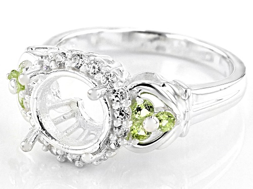 Gemsavvy Trenditions™ 9mm Round .18ctw Peridot And .30ctw Zircon Sterling Silver Semi-Mount Ring