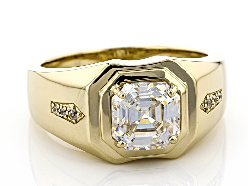 3.25ct Strontium Titanate and .04ctw White Zircon 18K Yellow Gold Over Silver Mens Ring - Size 11