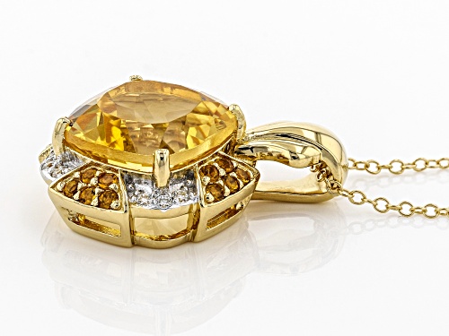 5.44ctw yellow citrine with .10ctw moissanite 18k gold over sterling silver pendant with chain