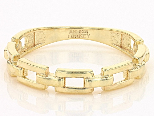 18K Yellow Gold Over Sterling Silver Fancy Paper Clip Ring - Size 7