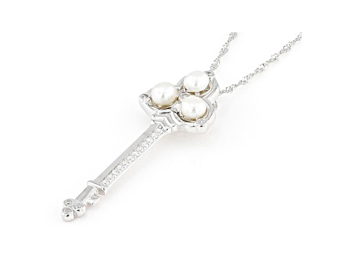 4-5mm Cultured Freshwater Pearl & Bella Luce® Cubic Zirconia Rhodium Over Silver Pendant W/ Chain
