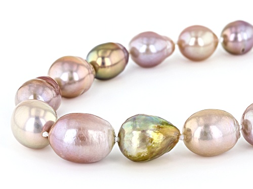 Genusis™ 8-12mm Multi-Color Cultured Freshwater Pearl Rhodium Over Silver Graduated Strand Necklace - Size 24