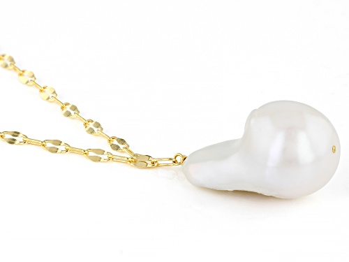 Genusis™ 15-16mm White Cultured Freshwater Pearl 18k Yellow Gold Over Silver Necklace